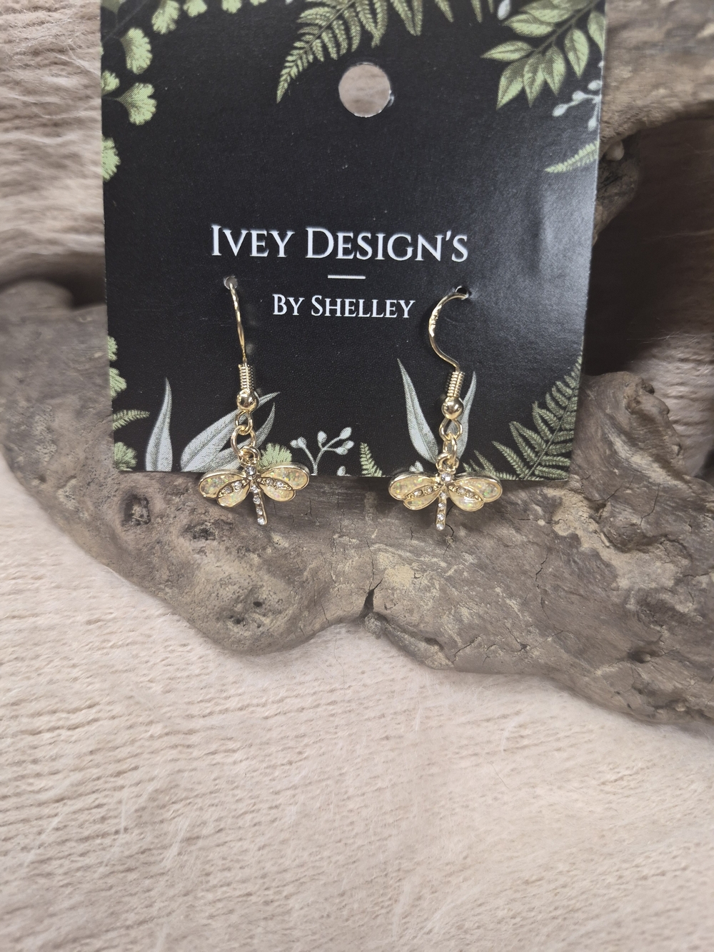 Gold Tone Dragonfly Drop Earrings - Gold